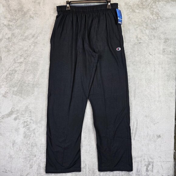 Champion Pants Mens Large Black Lounge Sweatpants Embroidered Logo 100% Cotton - Picture 1 of 12